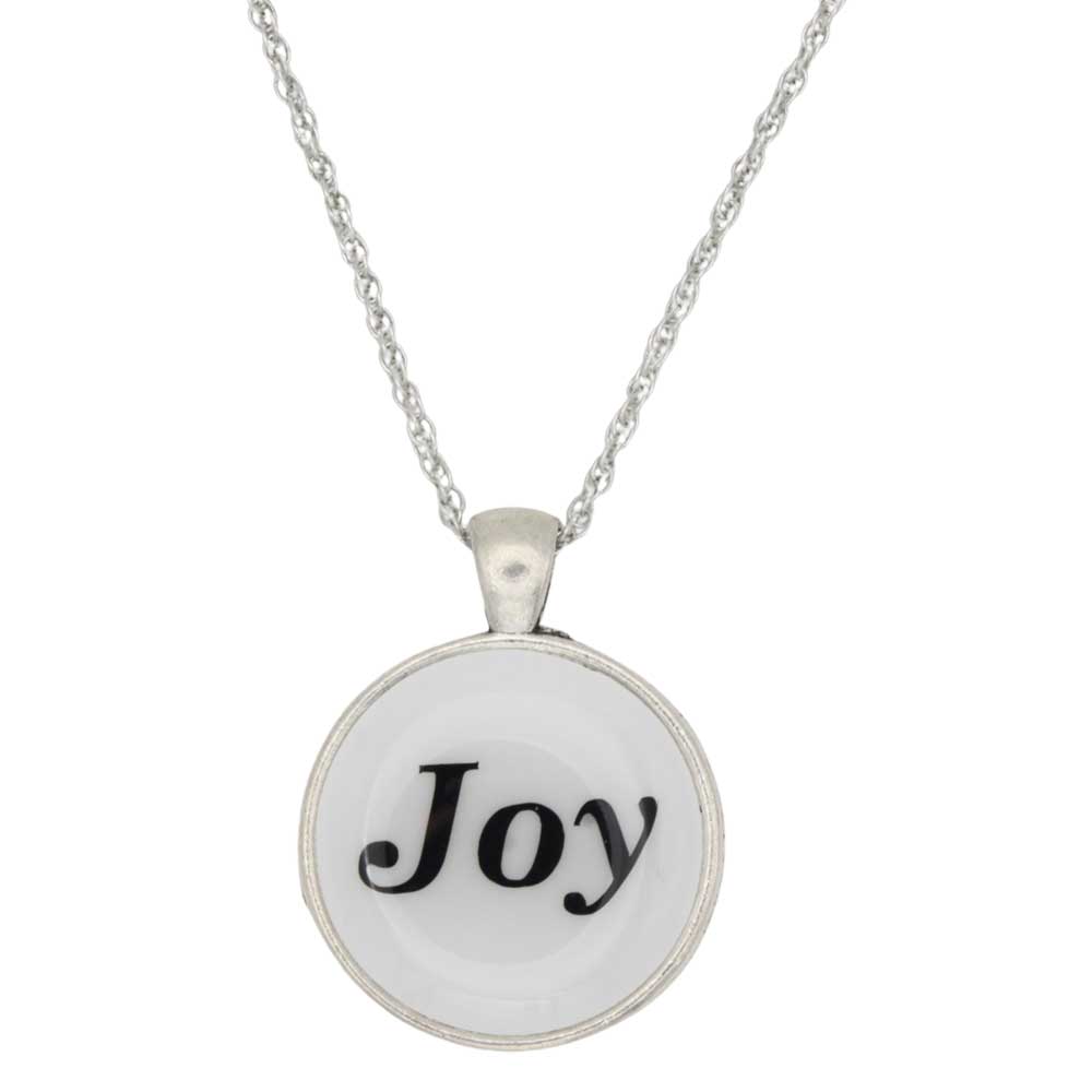 Handcrafted White Resin Pendant with Joy on Chain - RESNK506A