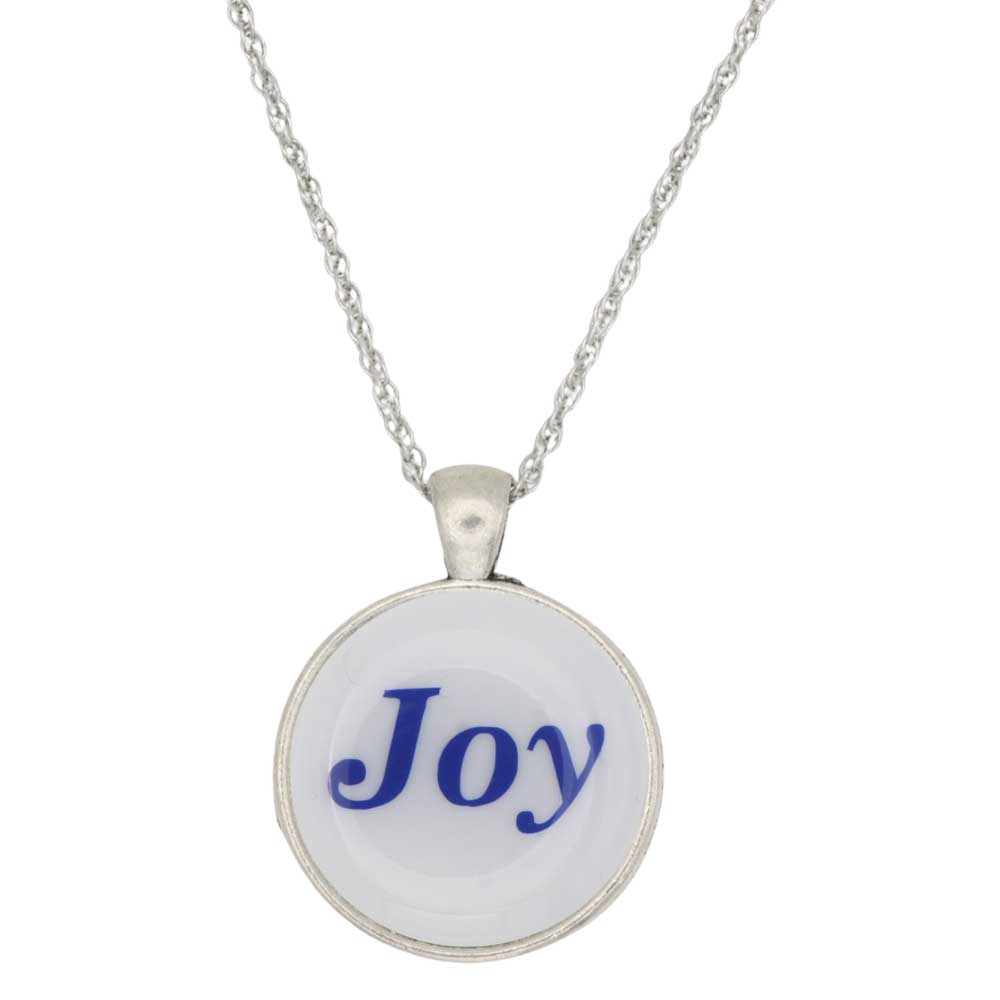 Handcrafted White Resin Pendant with Joy on Chain - RESNK506A