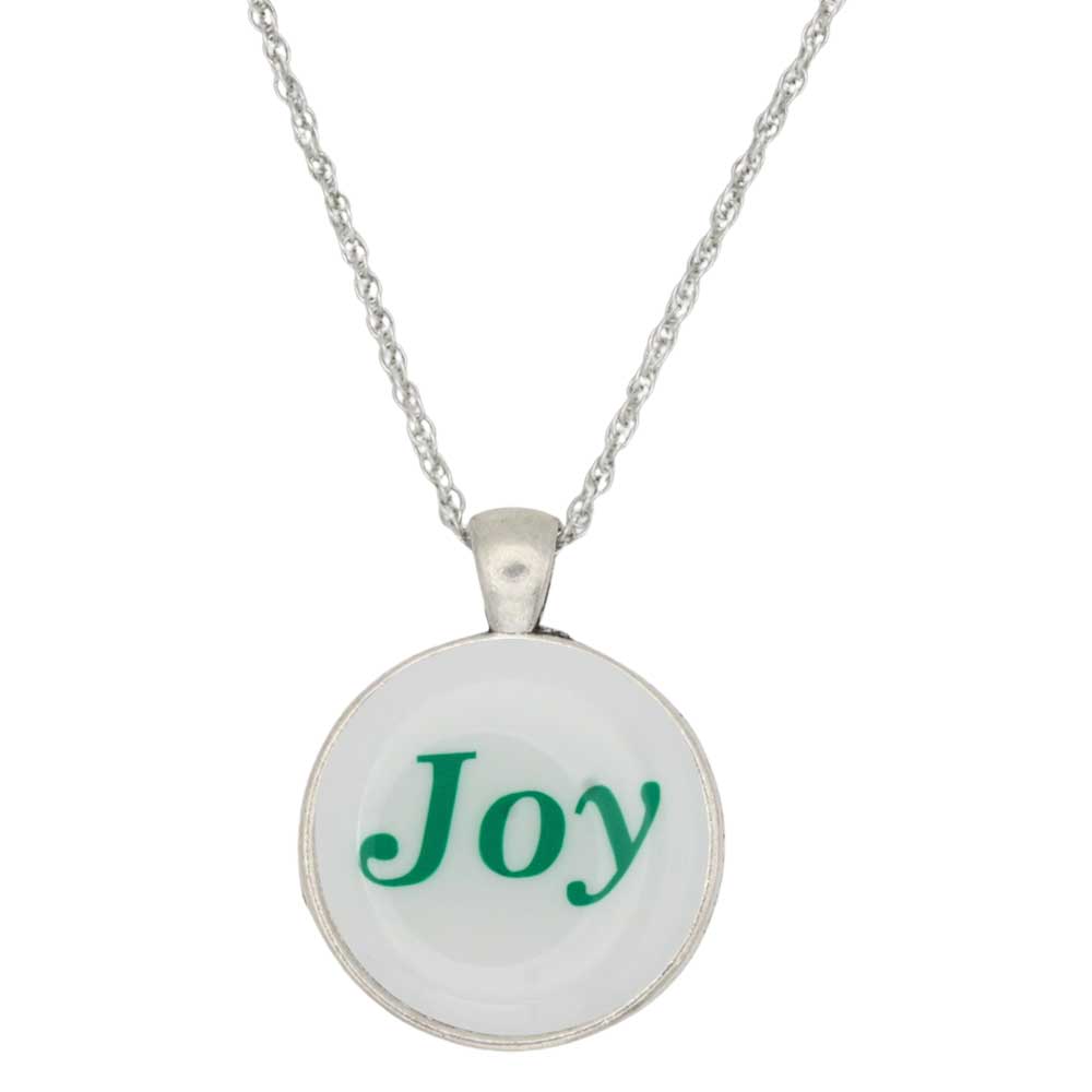 Handcrafted White Resin Pendant with Joy on Chain - RESNK506A