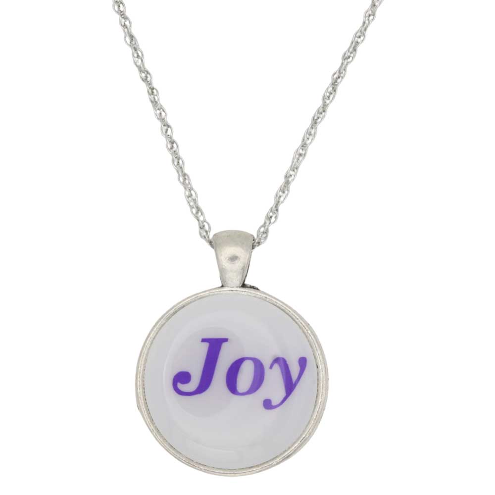 Handcrafted White Resin Pendant with Joy on Chain - RESNK506A