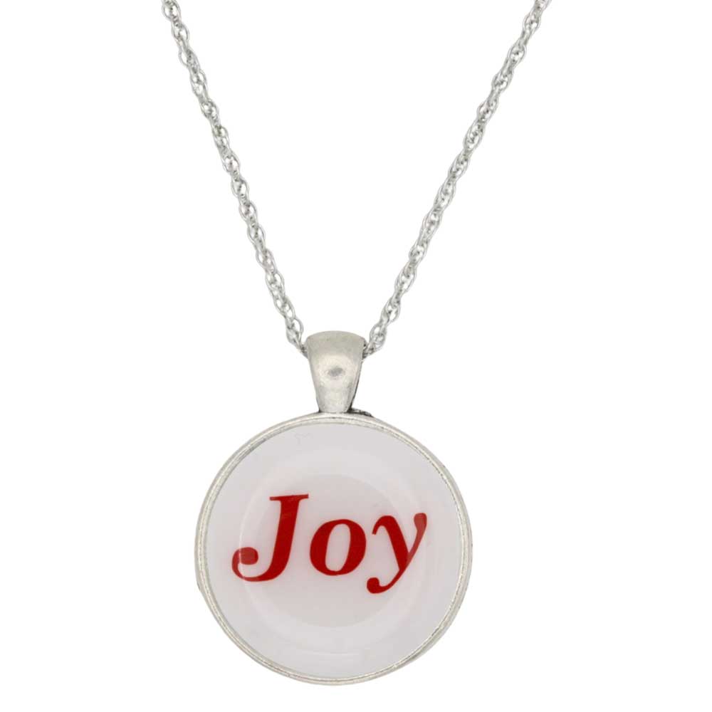 Handcrafted White Resin Pendant with Joy on Chain - RESNK506A