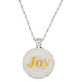 Handcrafted White Resin Pendant with Joy on Chain - RESNK506A