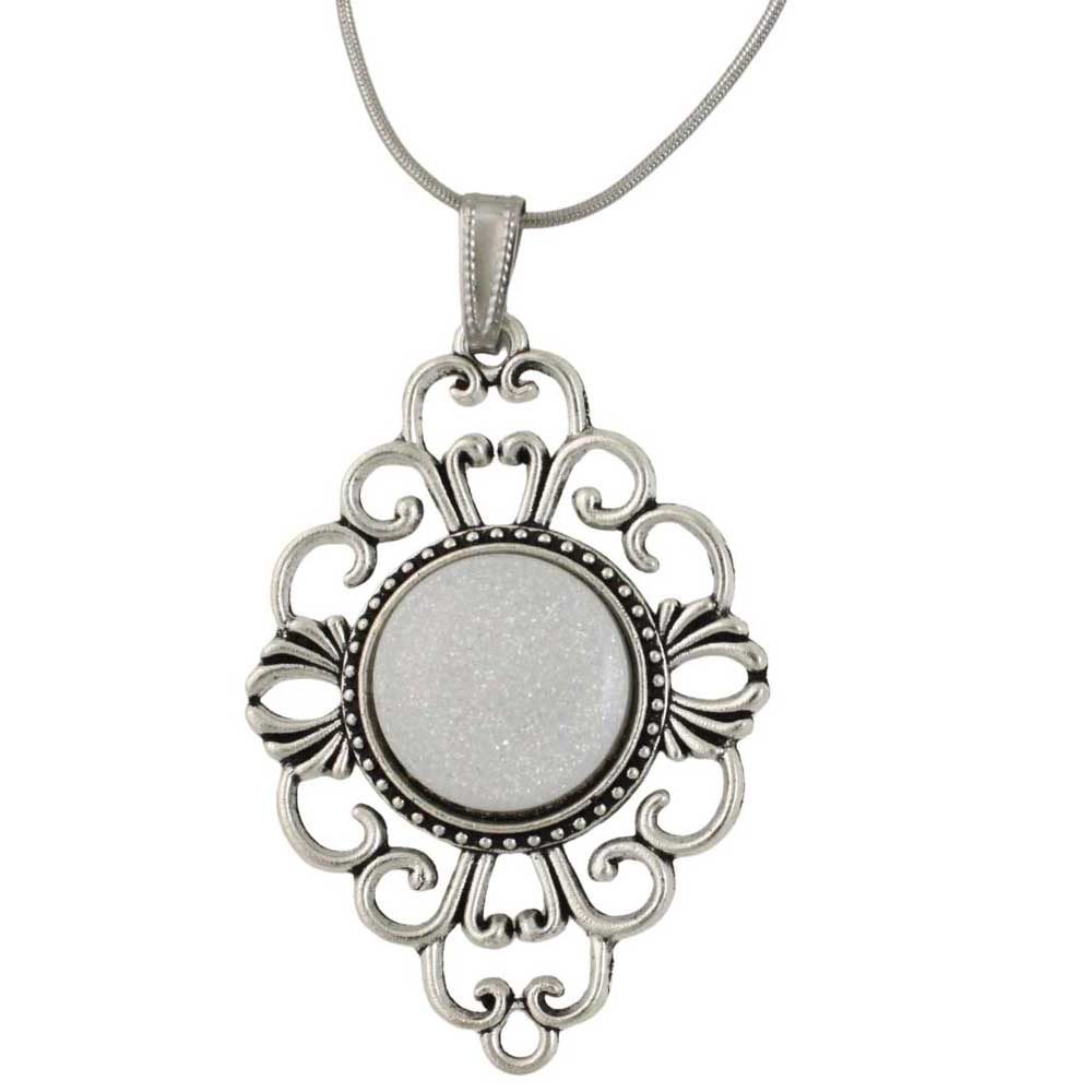 Filigree silver pendant with white stone - Lilylin Designs