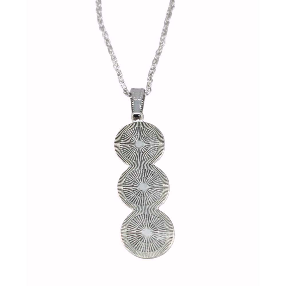 Back view of red white and blue round stones patriotic pendant necklace - Lilylin Designs