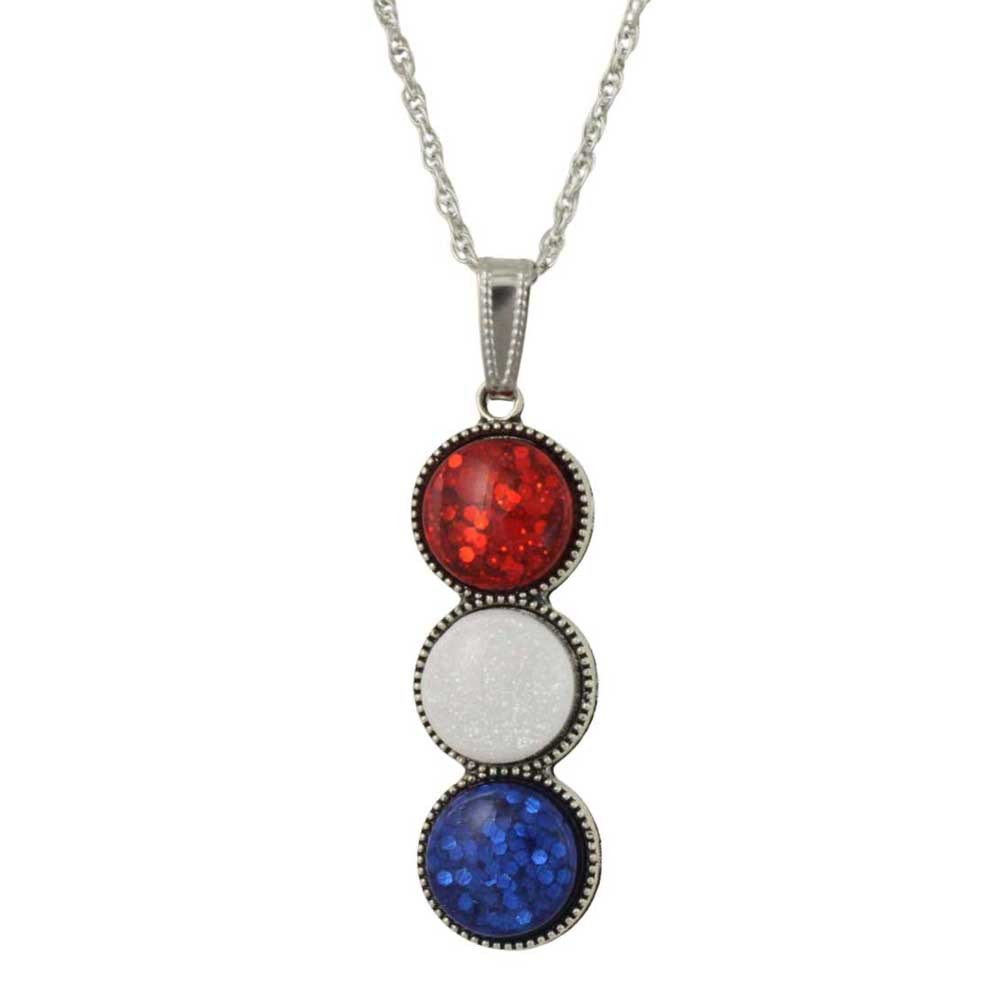 Red white and blue round stones patriotic pendant necklace - Lilylin Designs