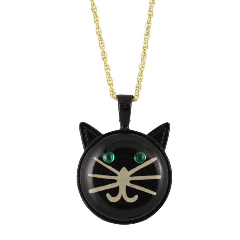 Black cat-shaped pendant necklace with gold chain - Lilylin Designs