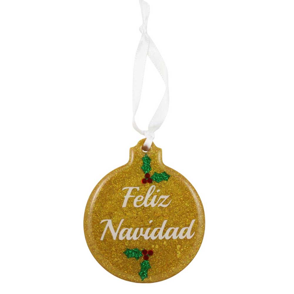 Handcrafted Feliz Navidad Resin Ornaments - RESOR502
