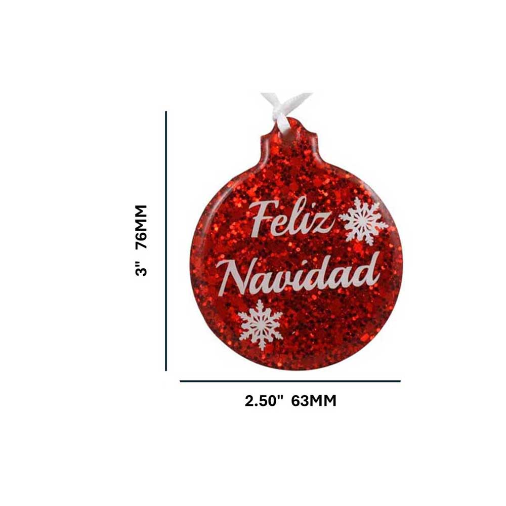 Handcrafted Feliz Navidad Resin Ornaments - RESOR502