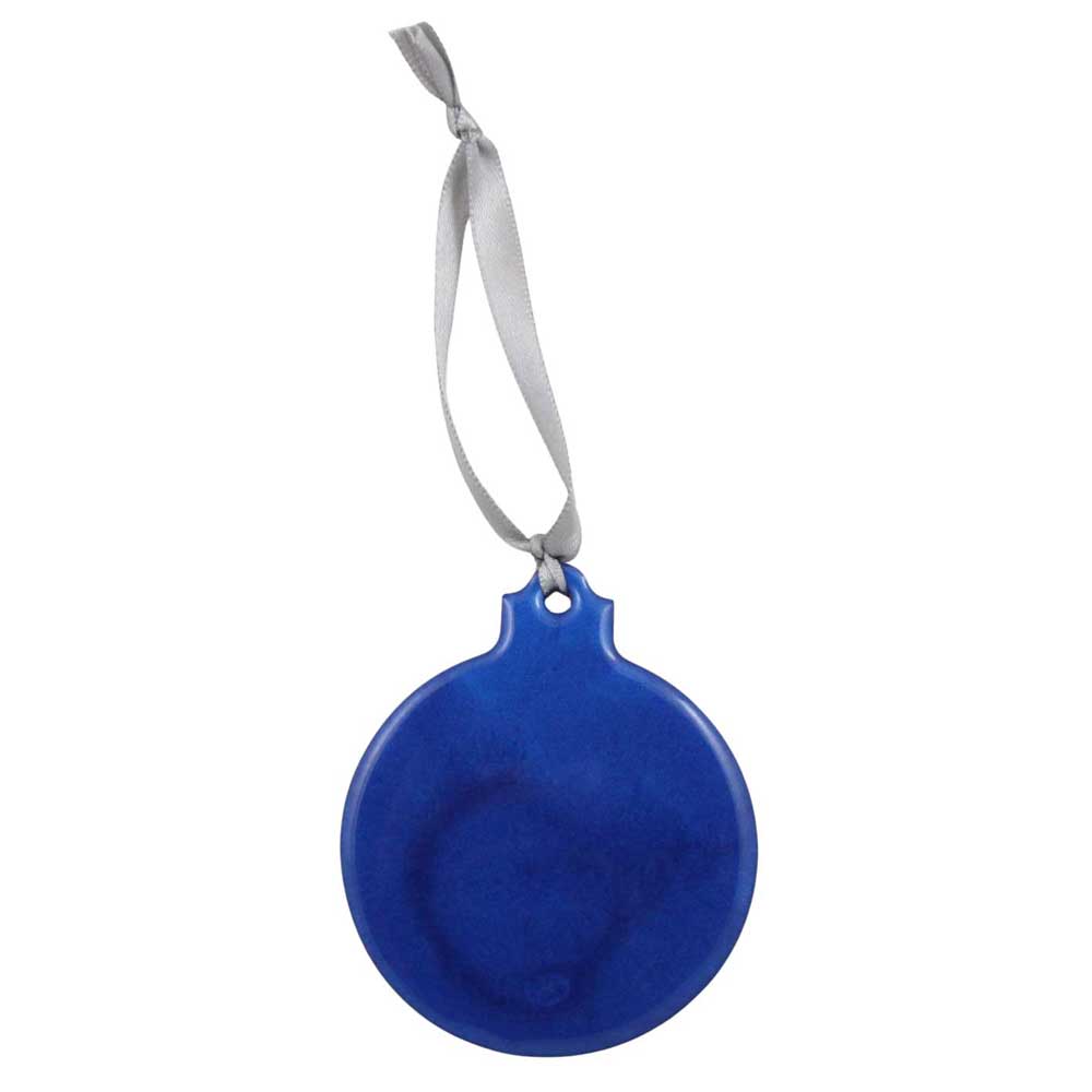 Back view of Blue Christmas ornament with silver 3 wisemen on a white background | Lilylin Designs