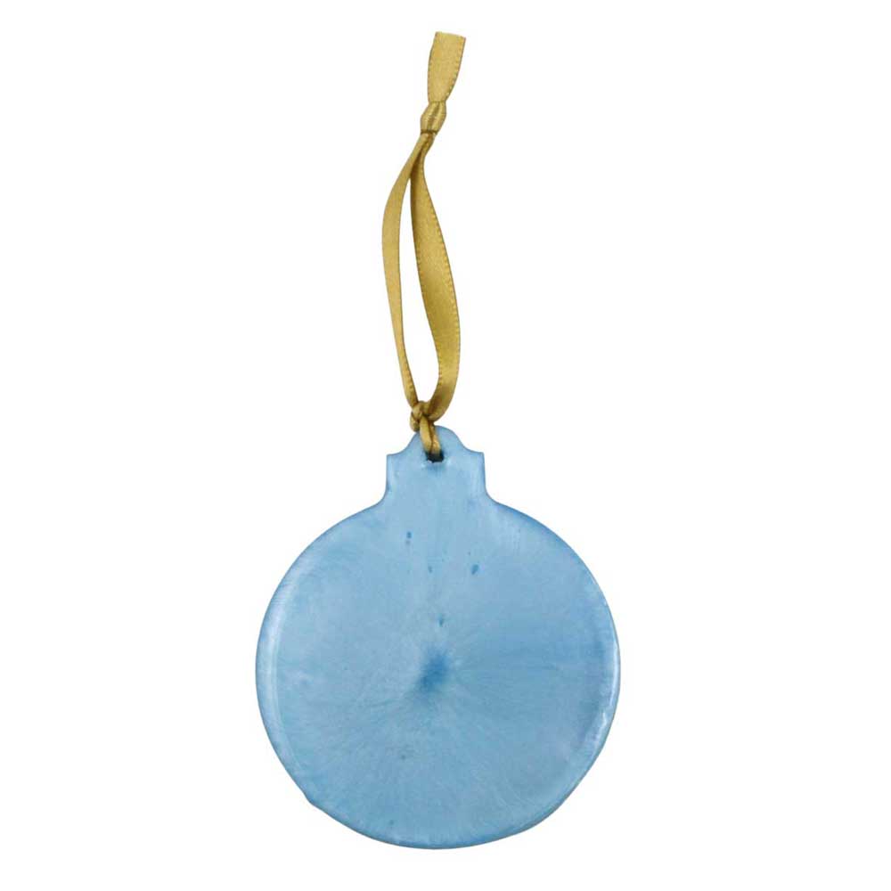 Back view of Decorative ornament with beach scene design on a white background | Lilylin Designs