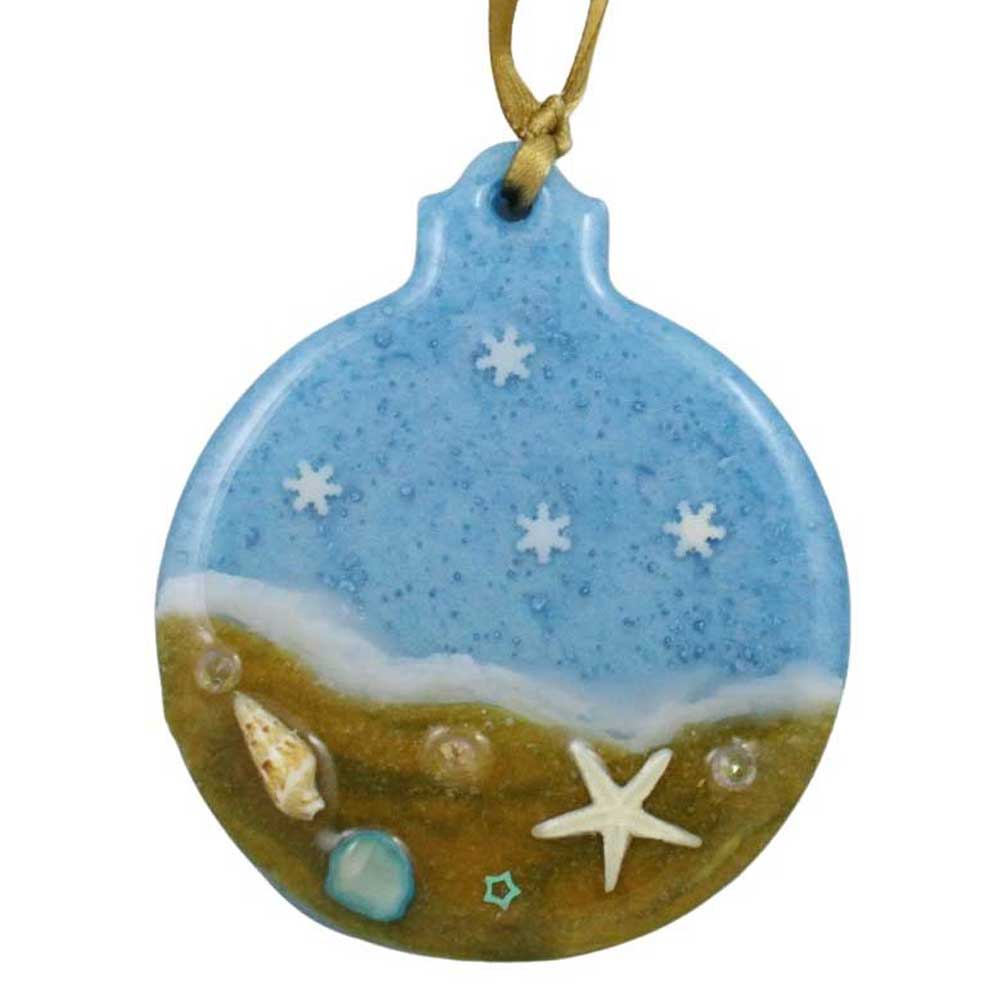 Decorative ornament with beach scene design on a white background | Lilylin Designs