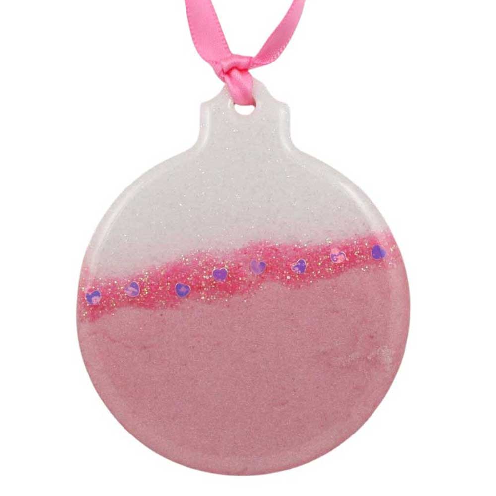 Pink and white glittery ornament on white background | Lilylin Designs