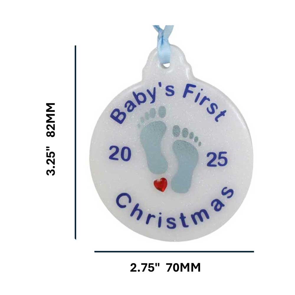 Handcrafted Blue Baby's First Christmas Ornament - RESOR541BL