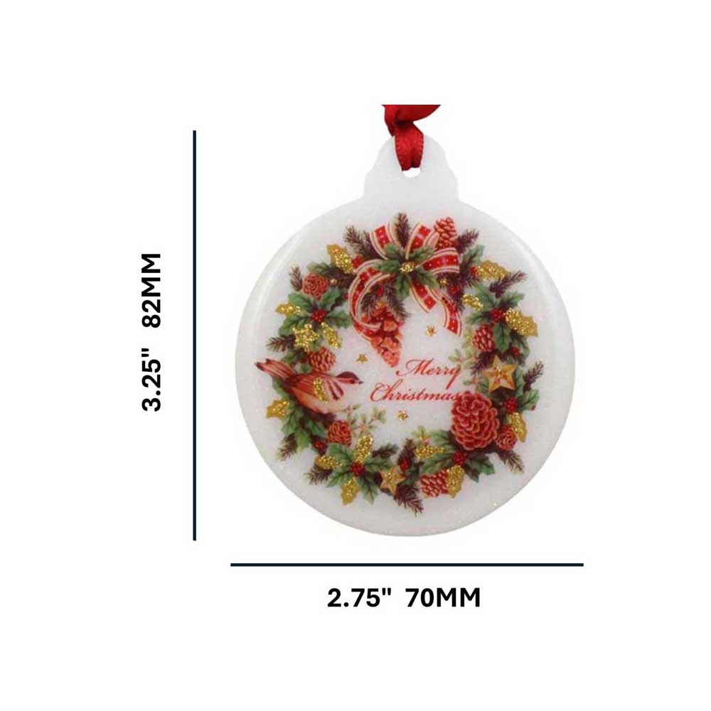 Christmas ornament with wreath and Merry Christmas with measurements | Lilylin Designs