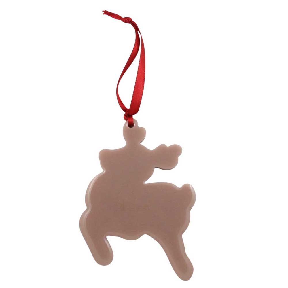 Reindeer-shaped ornament with a red ribbon on a white background | Lilylin Designs