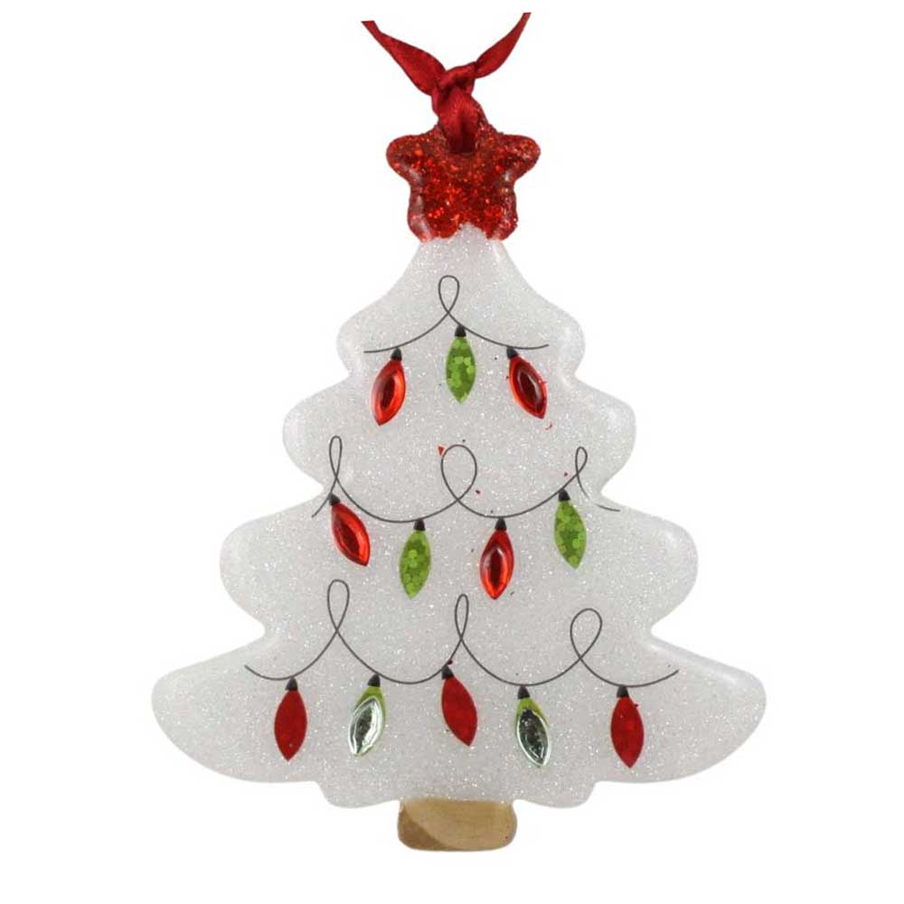 Decorative Christmas tree ornament with red and green lights on a white background | Lilylin Designs