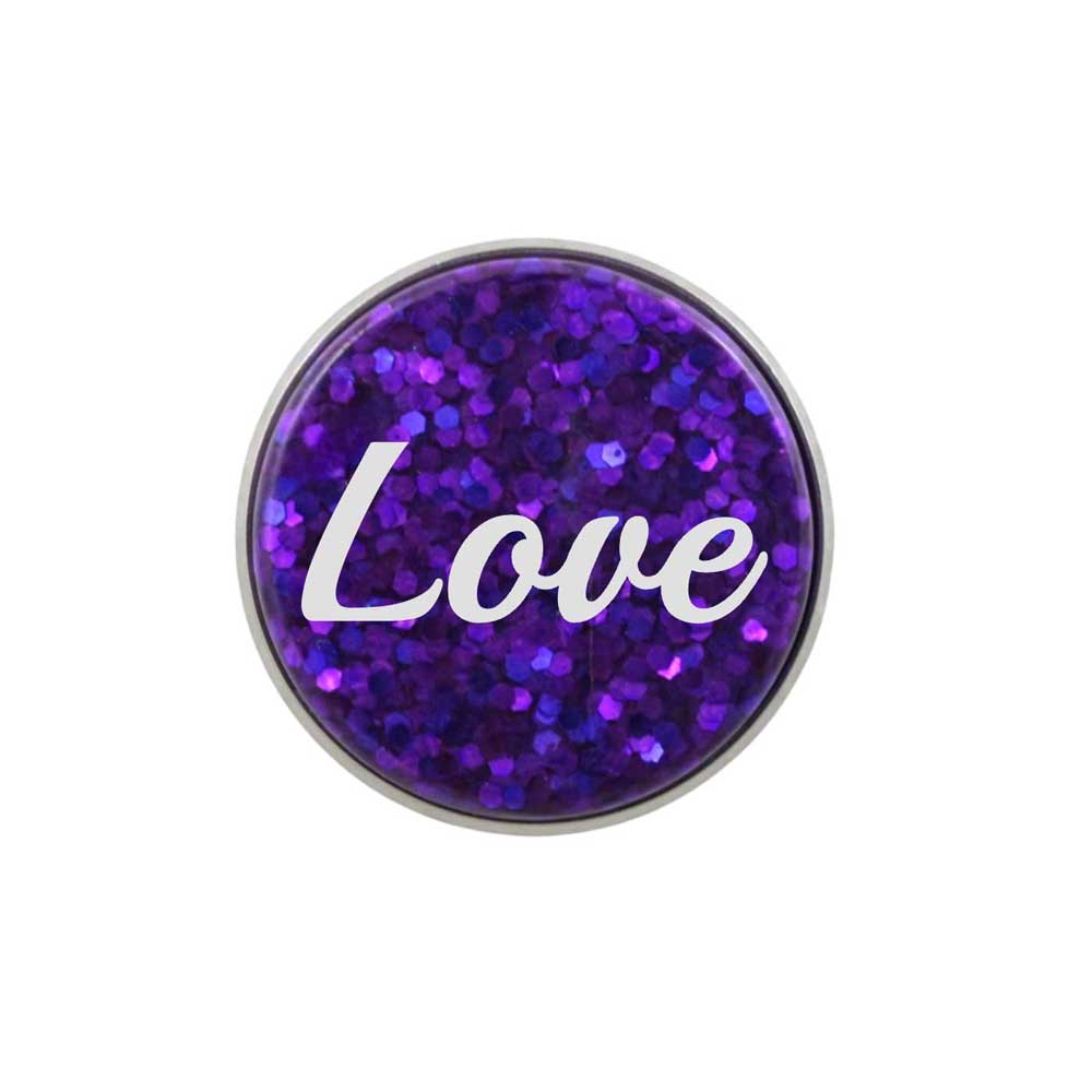 Inspirational Glitter Disc with White Love Lapel Pin - Lilylin Designs