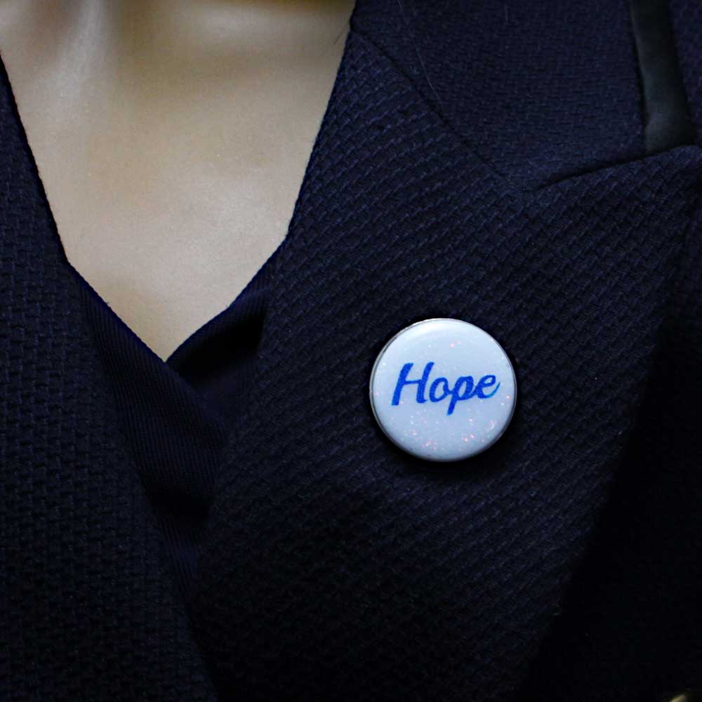 White Disc with Blue Hope Lapel Pin - Lilylin Designs