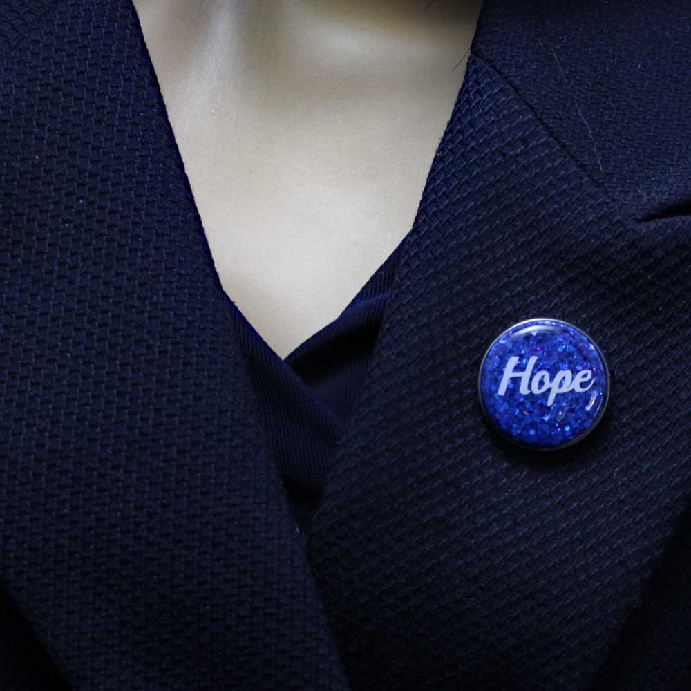 Blue Disc with White Hope Lapel Pin - Lilylin Designs