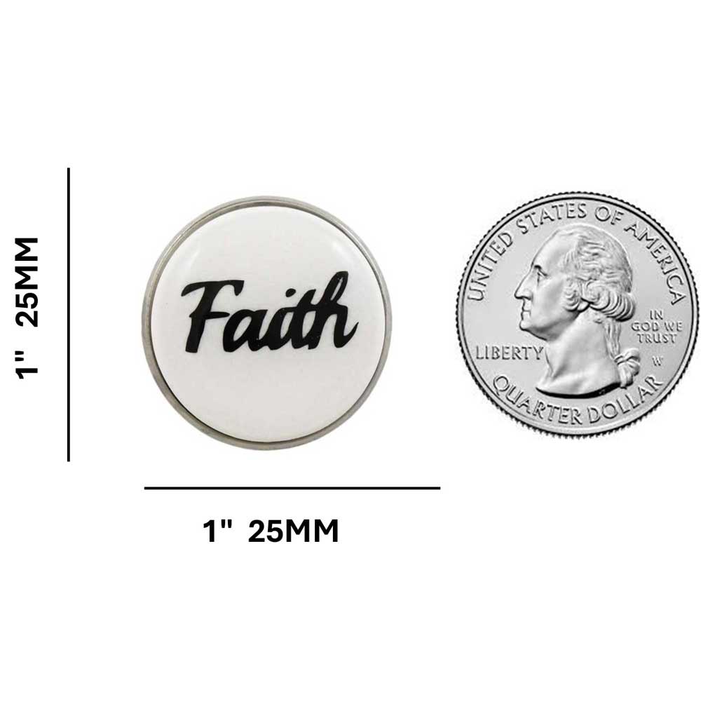 White Disc with Black Faith Lapel Pin - Lilylin Designs