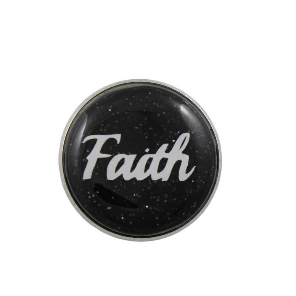 Black Disc with White Faith Lapel Pin - Lilylin Designs