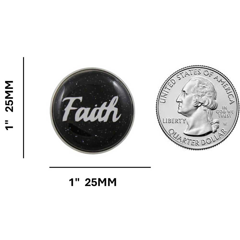 Black Disc with White Faith Lapel Pin - Lilylin Designs