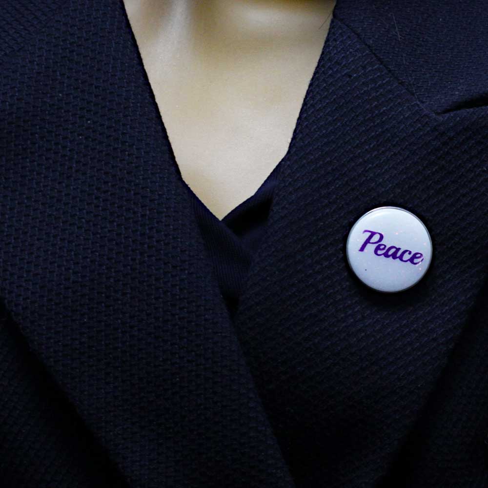 White Disc with Purple Peace Lapel Pin - Lilylin Designs