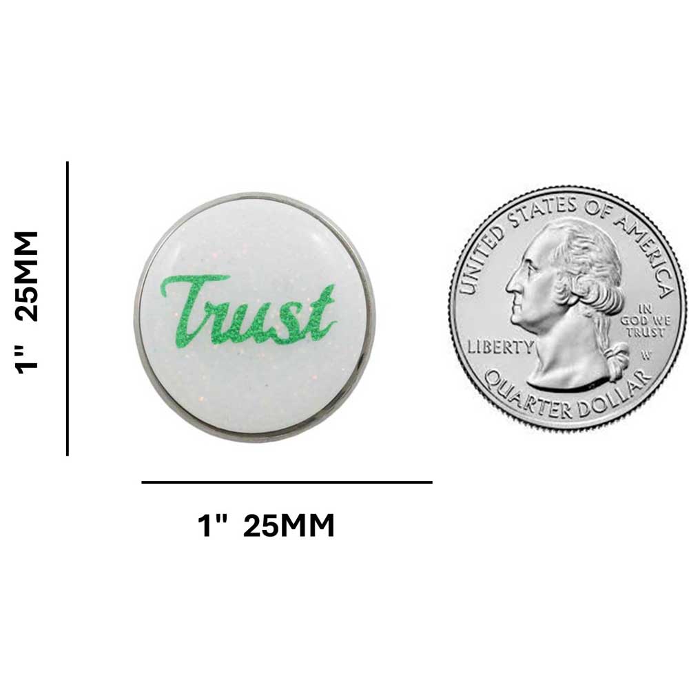 White Disc with Green Trust Lapel Pin - Lilylin Designs