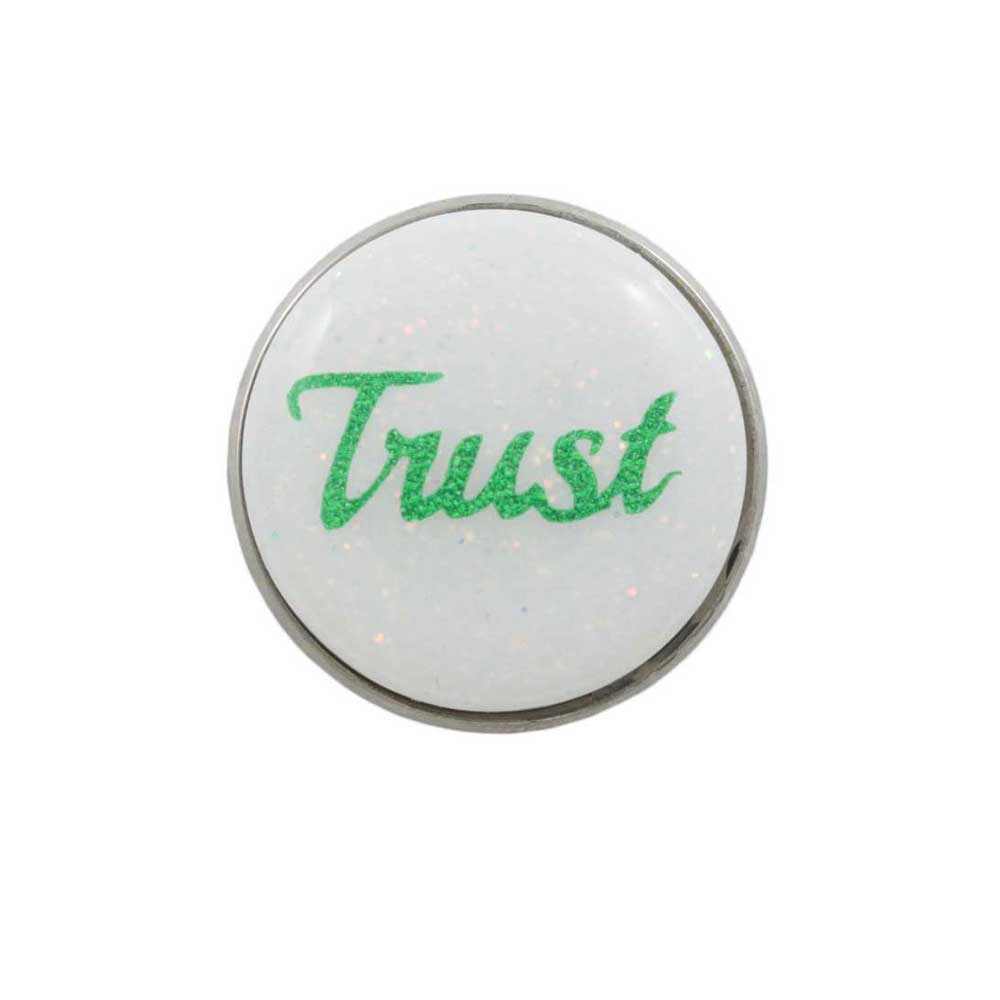 White Disc with Green Trust Lapel Pin - Lilylin Designs