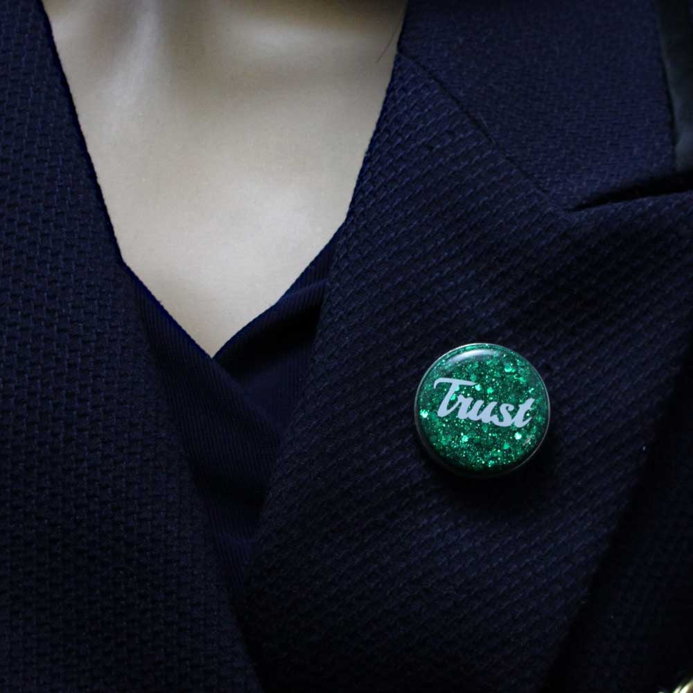 Green Disc with White Trust Lapel Pin - Lilylin Designs
