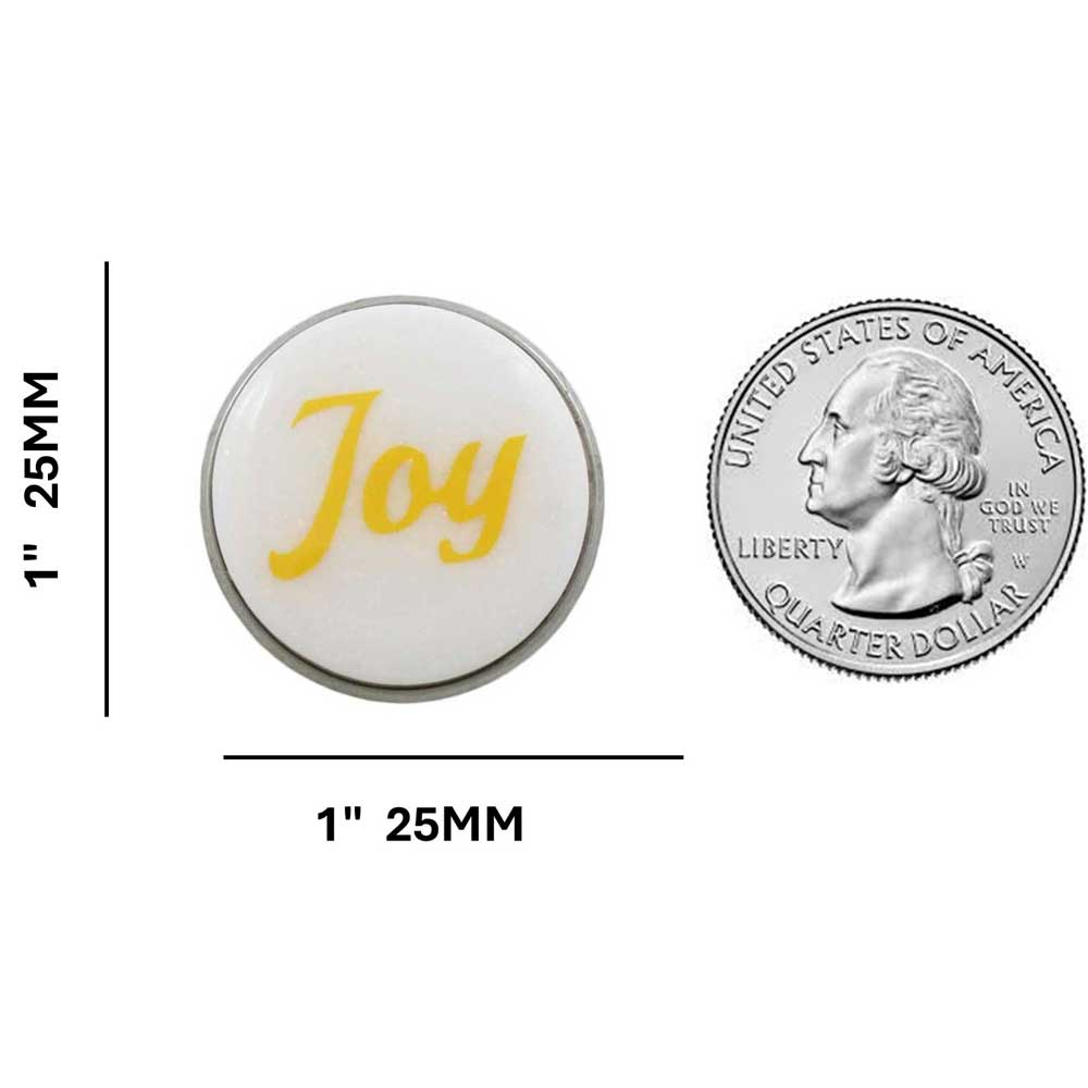 White Disc with Yellow Joy Lapel Pin - Lilylin Designs