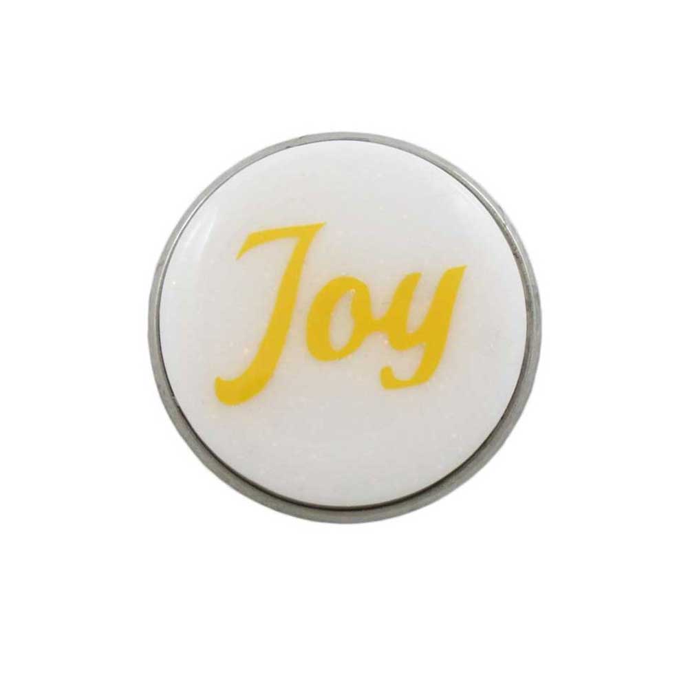 White Disc with Yellow Joy Lapel Pin - Lilylin Designs