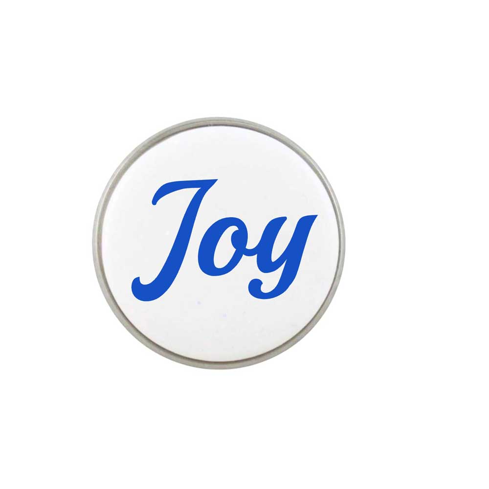 Handcrafted White Resin Disc with Joy Lapel Tac Pin