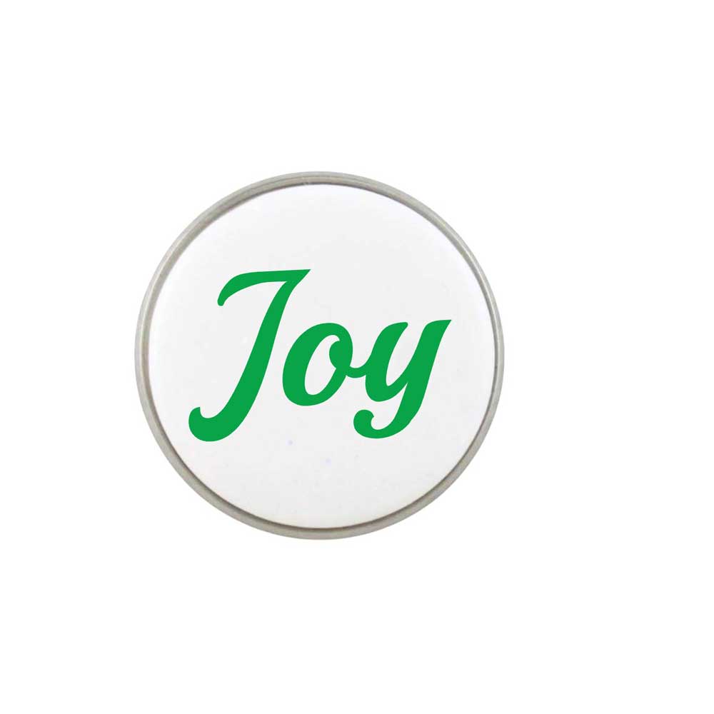 Handcrafted White Resin Disc with Joy Lapel Tac Pin