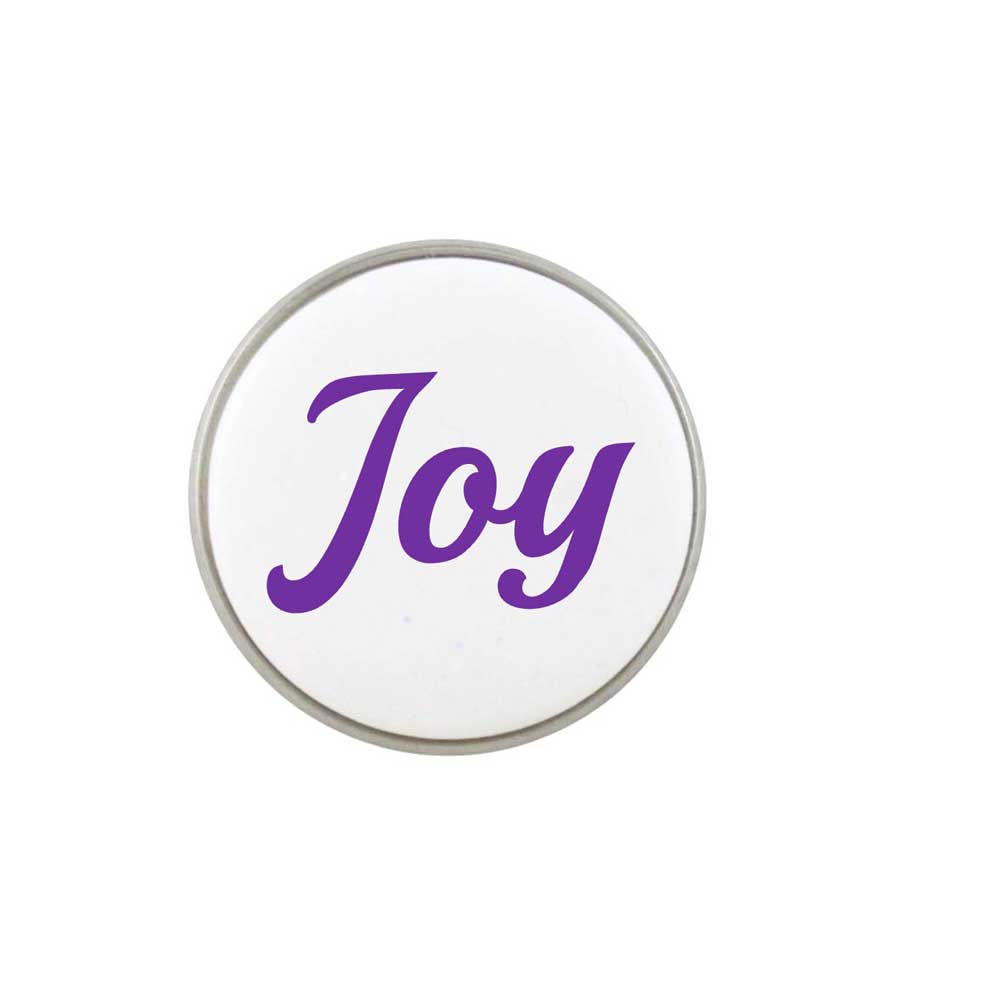 Handcrafted White Resin Disc with Joy Lapel Tac Pin