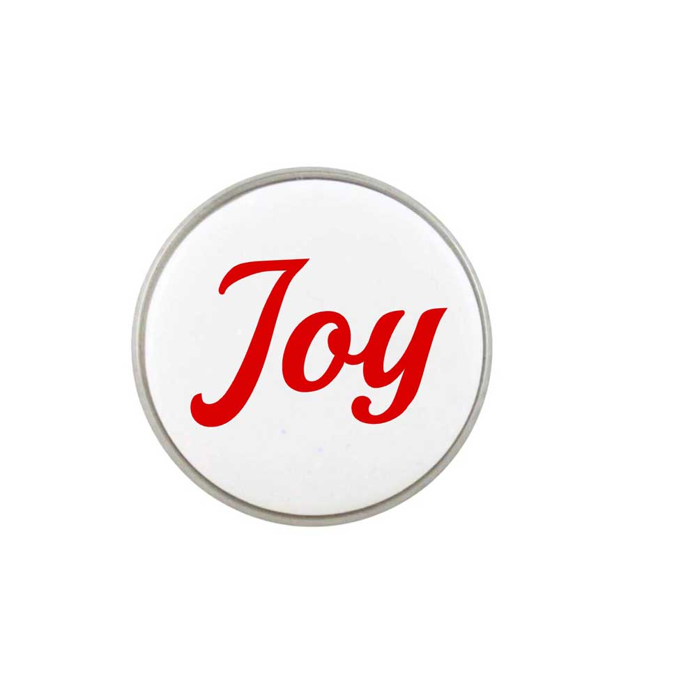 Handcrafted White Resin Disc with Joy Lapel Tac Pin