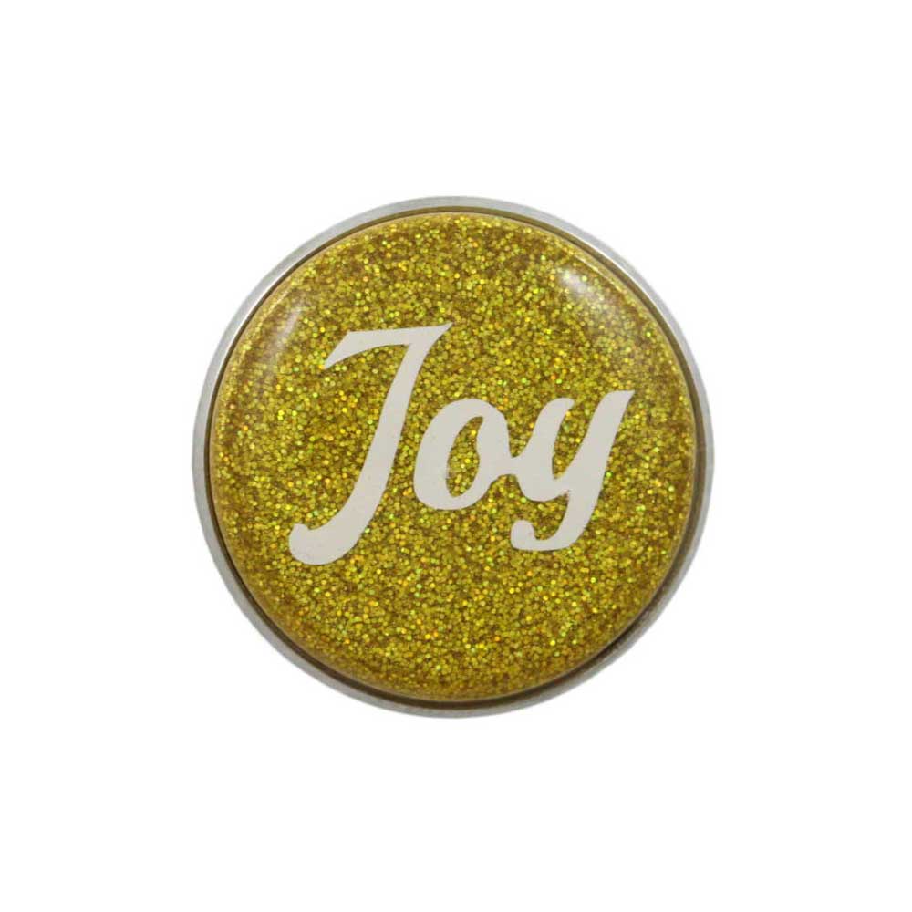Gold Disc with White Joy Lapel Pin - Lilylin Designs
