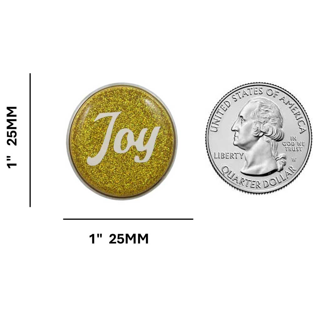 Gold Disc with White Joy Lapel Pin - Lilylin Designs