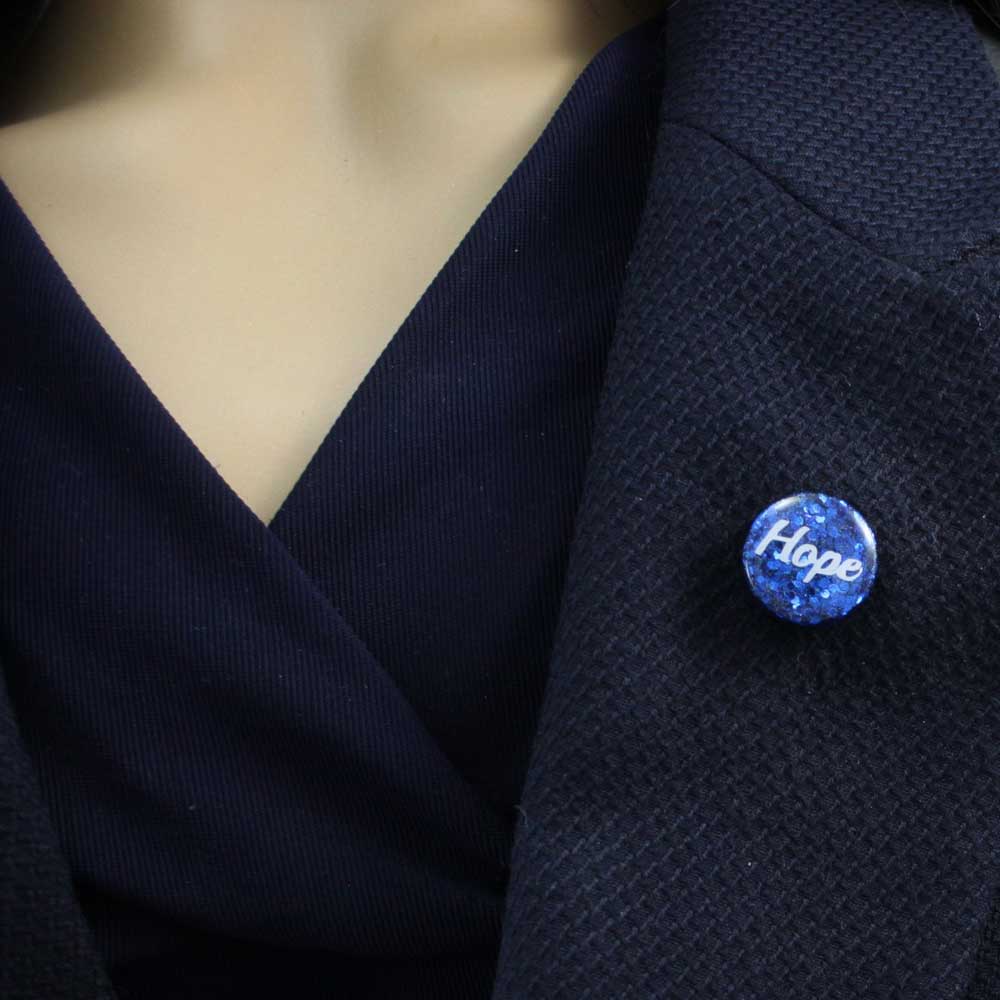 Small Blue Disc with White Hope Lapel Pin - Lilylin Designs