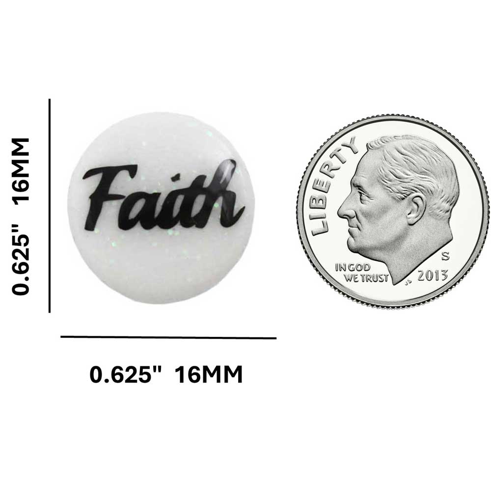 Small White Disc with Black Faith Lapel Pin - Lilylin Designs