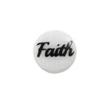 Small White Disc with Black Faith Lapel Pin - Lilylin Designs