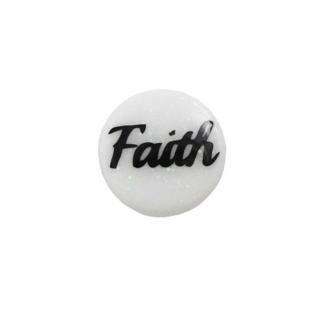 Small White Disc with Black Faith Lapel Pin - Lilylin Designs