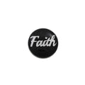 Small Black Disc with White Faith Lapel Pin - Lilylin Designs