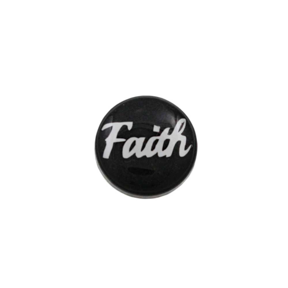Small Black Disc with White Faith Lapel Pin - Lilylin Designs
