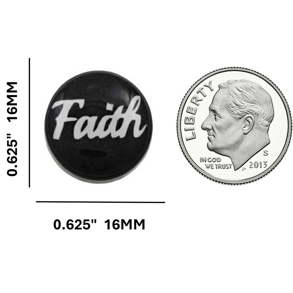 Small Black Disc with White Faith Lapel Pin - Lilylin Designs