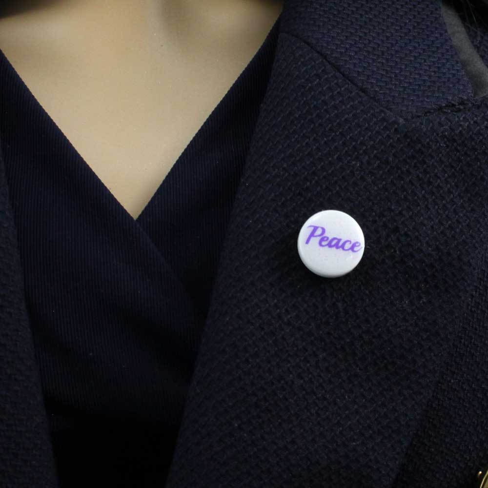 Small White Disc with Purple Peace Lapel Pin - Lilylin Designs