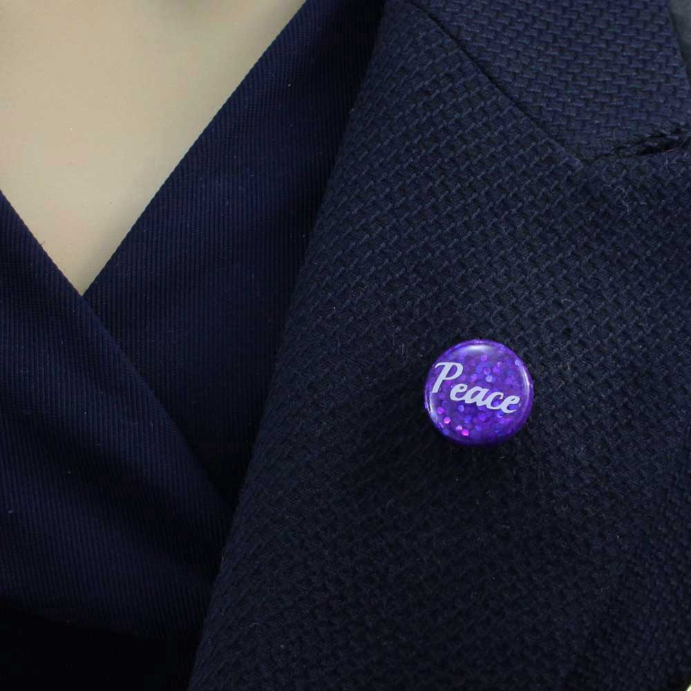 Small Purple Disc with White Peace Lapel Pin - Lilylin Designs
