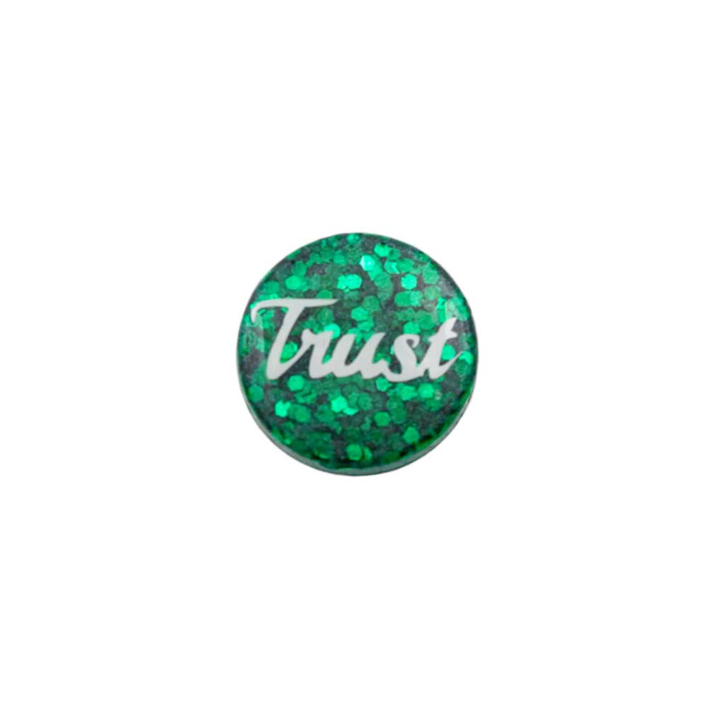 Small Green Disc with White Trust Lapel Pin - Lilylin Designs