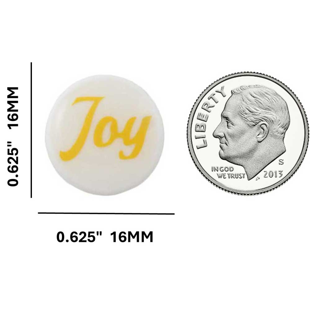 Small White Disc with Yellow Joy Lapel Pin - Lilylin Designs