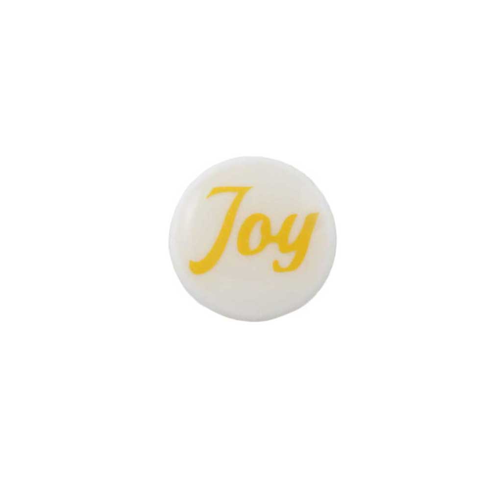 Small White Disc with Yellow Joy Lapel Pin - Lilylin Designs